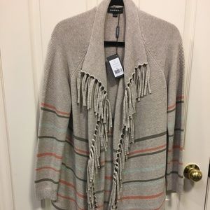 Fringe cardigan with stripes